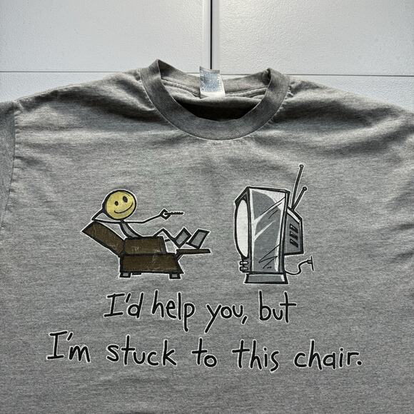 Alstyle Other - Vintage I’d Help You But I’m Stuck To‎ This Chair T-Shirt Men’s L Gray Humor Y2K